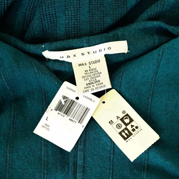 Max Studio Legion Blue Teal Textured Cap Sleeve Sweater Dress New NWT Size L - Picture 6 of 6